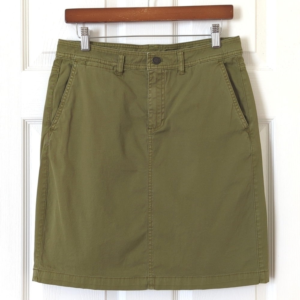 Pendleton Classic Cotton Twill Mid Waisted A-Line Mini Skirt Olive Green 6